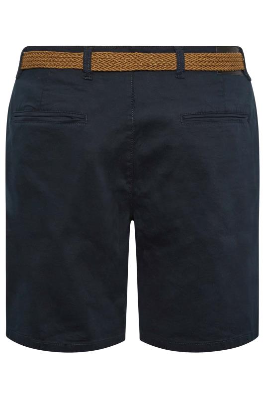 KAM Big & Tall Navy Blue Belted Chino Shorts | BadRhino 5