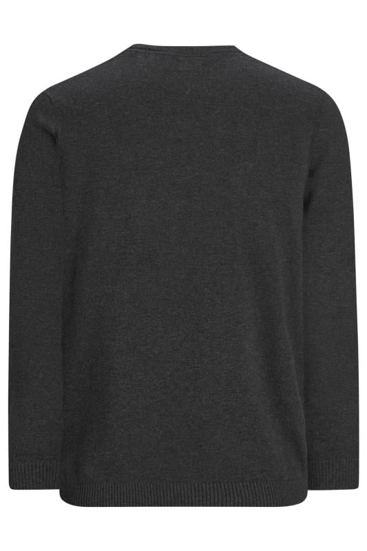 JACK & JONES Big & Tall Dark Grey Crew Neck Fine Knit Jumper | BadRhino 3