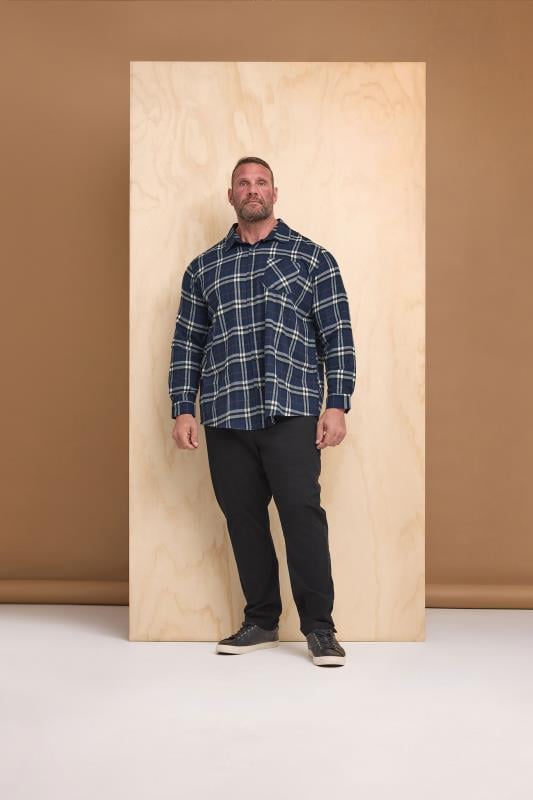 Men's  BadRhino Big & Tall Navy Long Sleeve Check Shirt