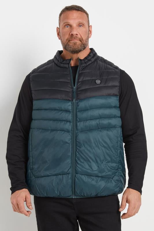 JACK & JONES Big & Tall Forest Green Collared Bodywarmer 1