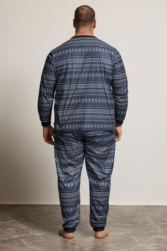 BadRhino Big & Tall Navy Blue Fairisle Pyjama Set | BadRhino 3