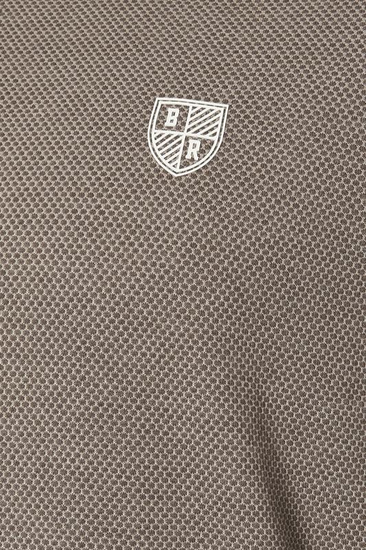 BadRhino Big & Tall Brown Textured Waffle Long Sleeve Polo Shirt | BadRhino 3