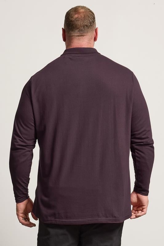 BadRhino Burgundy Red Essential Long Sleeve Polo Shirt | BadRhino 3