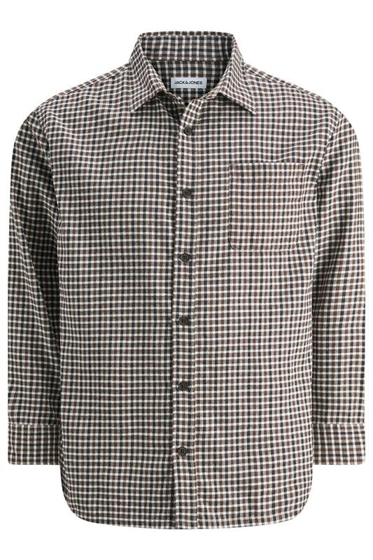 JACK & JONES Big & Tall Navy Blue Mini Check Shirt | BadRhino 1