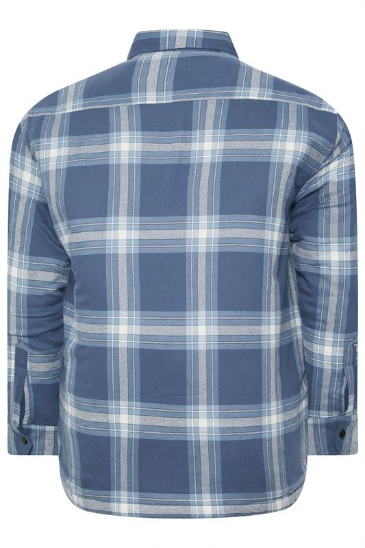 KAM Big & Tall Denim Blue Quilted Long Sleeve Check Overshirt | BadRhino 2