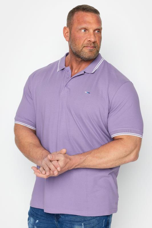 Men's  BadRhino Big & Tall Purple Tipped Polo Shirt