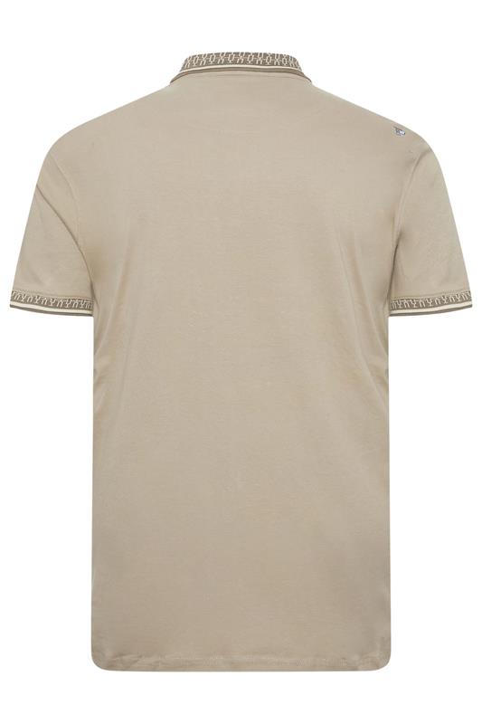 D555 Big & Tall Stone Brown Interlock Jacquard Polo Shirt | BadRhino 4