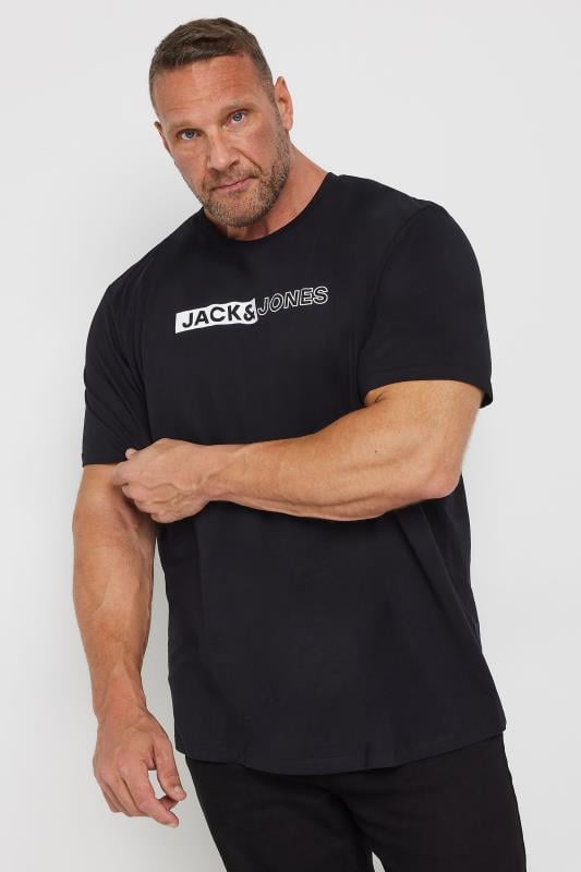 JACK & JONES Big & Tall Black Logo Play T-Shirt | BadRhino 1