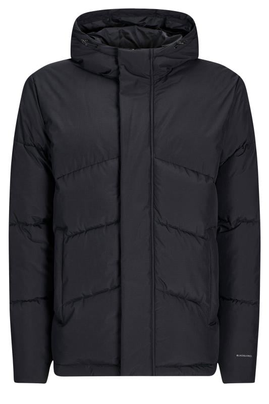 JACK & JONES Big & Tall Black Hooded Puffer Jacket | BadRhino 2