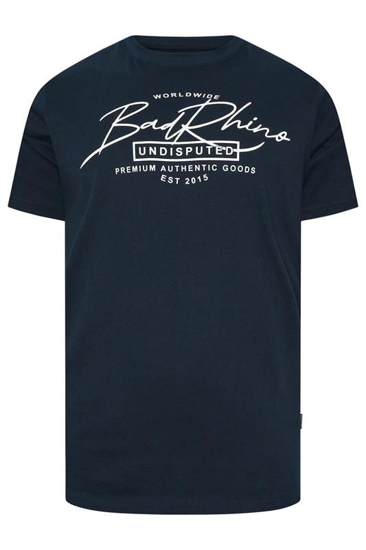 BadRhino Big & Tall Navy Blue Script Graphic Print T-Shirt | BadRhino 5