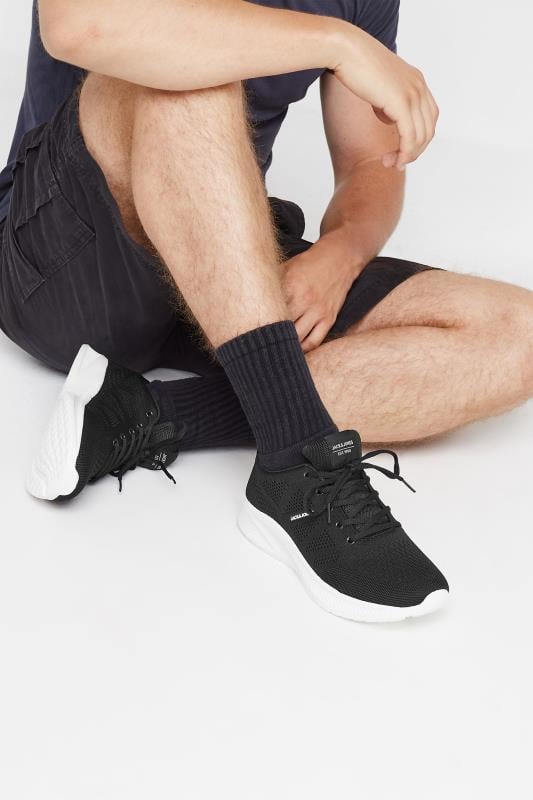 JACK & JONES Black Knit Trainers | BadRhino 1