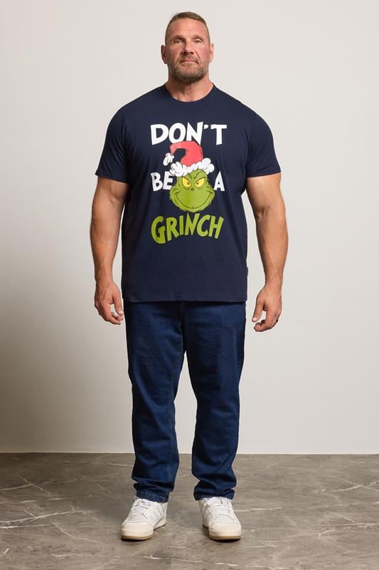BadRhino Big & Tall Navy Blue Grinch Christmas Graphic T-Shirt | BadRhino 2