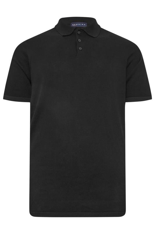 BadRhino Big & Tall Black Knitted Short Sleeve Polo Shirt | BadRhino 3