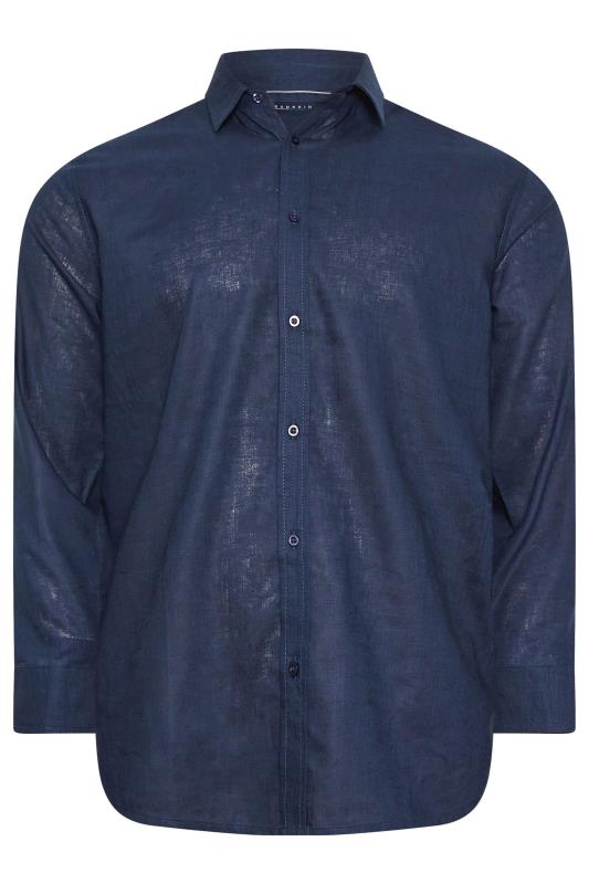 BadRhino Navy Blue Long Sleeve Linen Shirt | BadRhino 4
