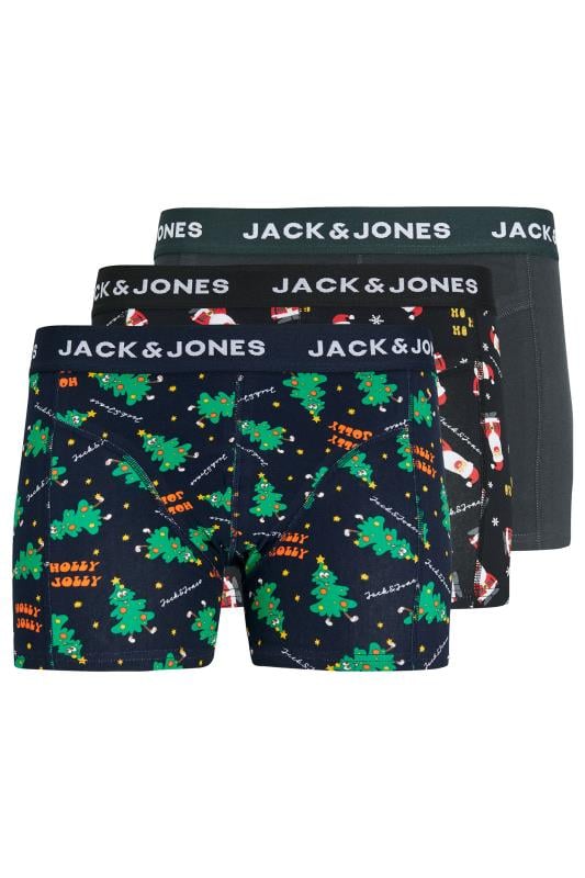 JACK & JONES 3 PACK Black 'Holly Jolly' Boxers | BadRhino 1