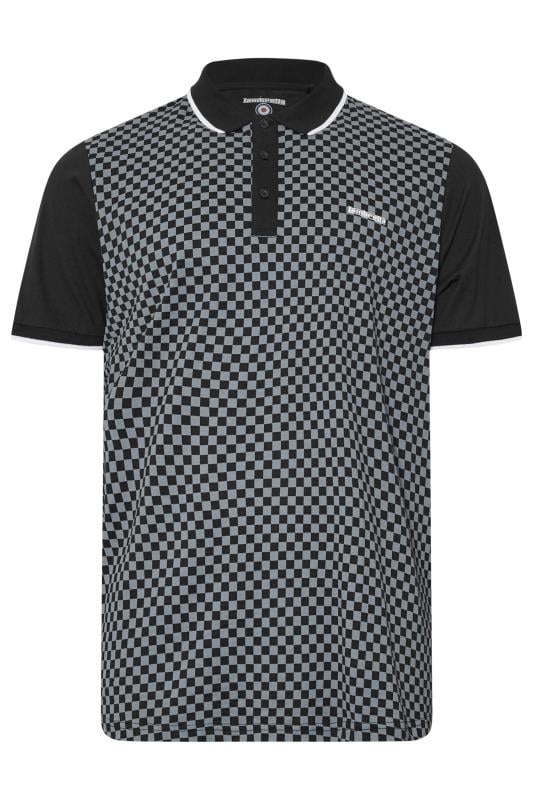 Men's  LAMBRETTA Big & Tall Black Two Tone Checker Print Polo Shirt