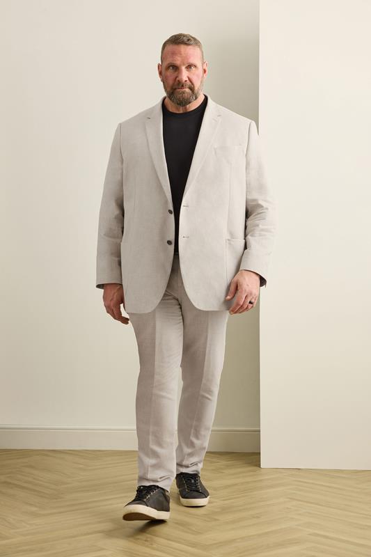 BadRhino Tailoring Big & Tall Oatmeal Brown Linen Suit Jacket