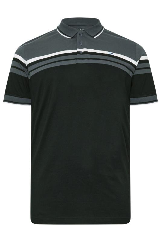 BadRhino Big & Tall Grey & Black Colourblock Stripe Polo Shirt | BadRhino 3