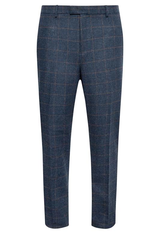 BadRhino Big & Tall Blue Tweed Check Suit Trousers | BadRhino 4