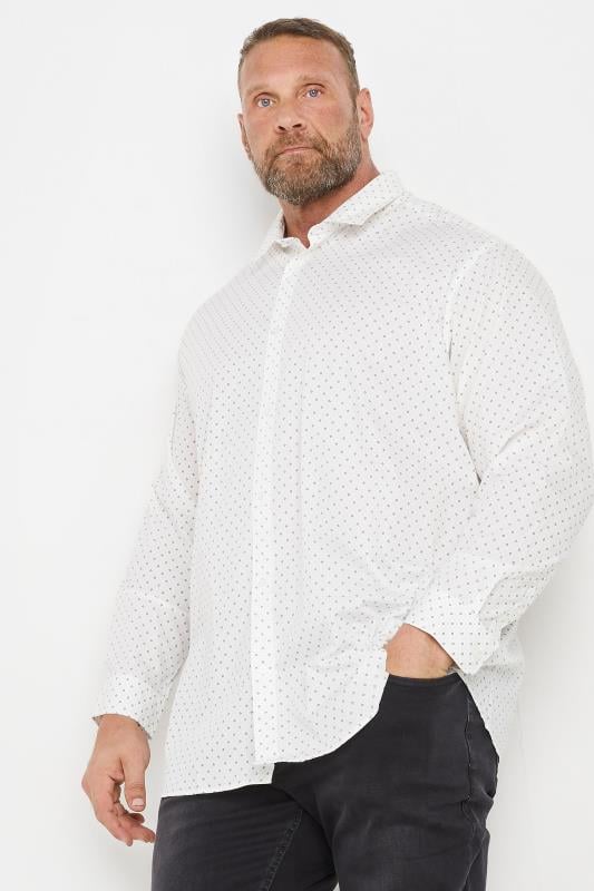 JACK & JONES Big & Tall White Geometric Print Shirt | BadRhino 2