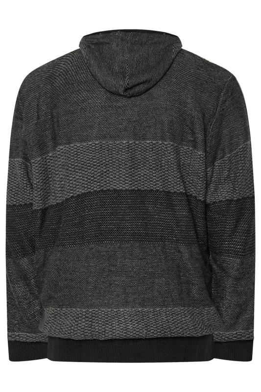 KAM Big & Tall Charcoal Grey Sherpa Stripe Hoodie | BadRhino 2