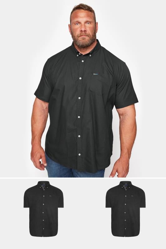BadRhino Big & Tall Black 2 PACK Short Sleeve Oxford Shirts | BadRhino 1