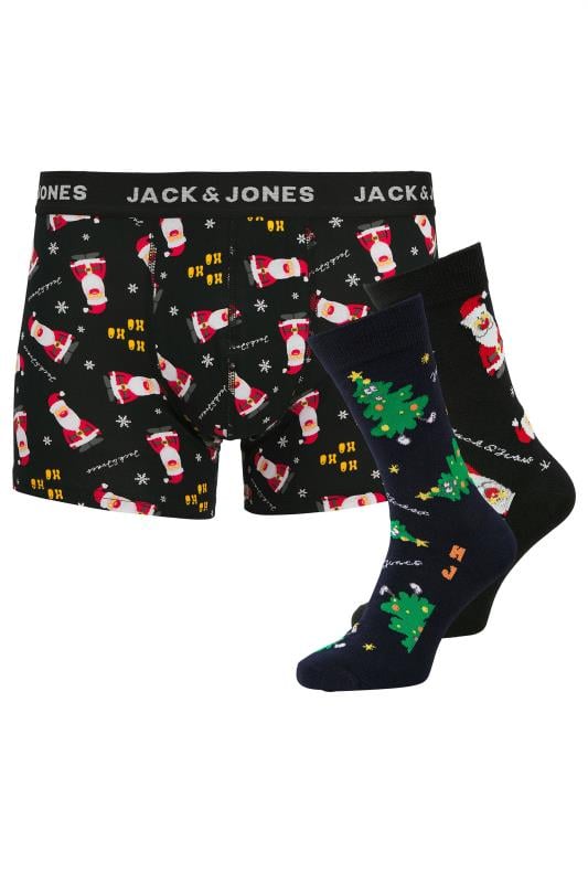 JACK & JONES Black Boxers & Socks 'HoHoHo' Gift Box | BadRhino 1