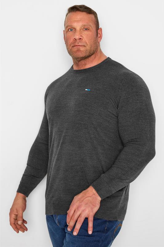 Men's  BadRhino Big & Tall Charcoal Grey Knitted Jumper