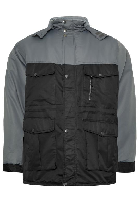 BadRhino Big & Tall Grey & Black Fleece Lined Hooded Coat | BadRhino 4