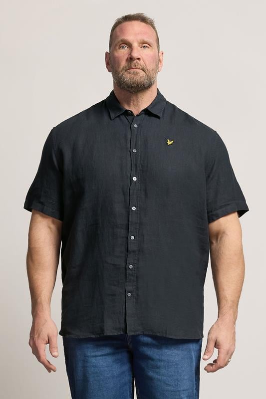  Lyle & Scott Big & Tall Navy Blue Linen Shirt