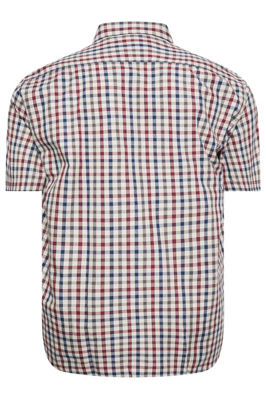 KAM Big & Tall Burgundy Multi Short Sleeve Check Shirt | BadRhino 4