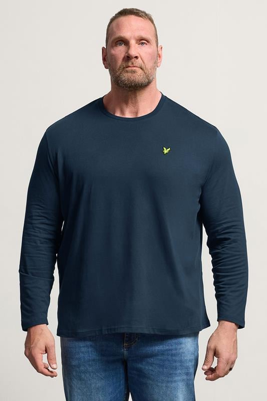 LYLE & SCOTT Big & Tall Navy Blue Long Sleeve T-Shirt | BadRhino 1