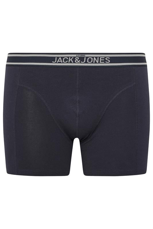JACK & JONES Big & Tall 3 Pack Blue/Grey/Navy Blue Boxers | BadRhino 4