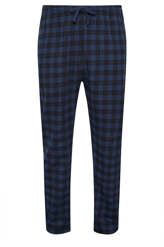 Men's  D555 Big & Tall Navy Blue Check Lounge Trousers