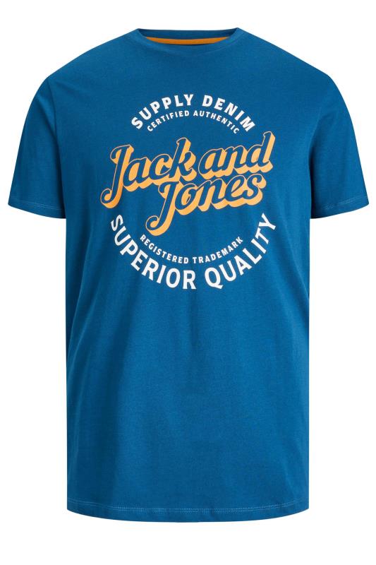 JACK & JONES Big & Tall Navy Blue Short Sleeve T-Shirt | BadRhino  2