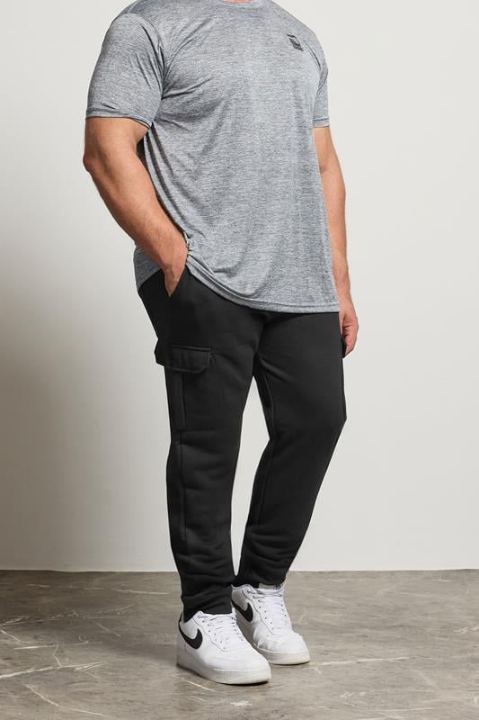 Men's  D555 Big & Tall Black Cargo Cuffed Joggers