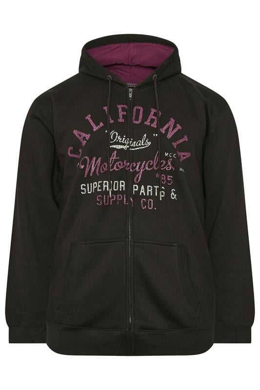 KAM Big & Tall Black California Zip Through Hoodie | BadRhino 1