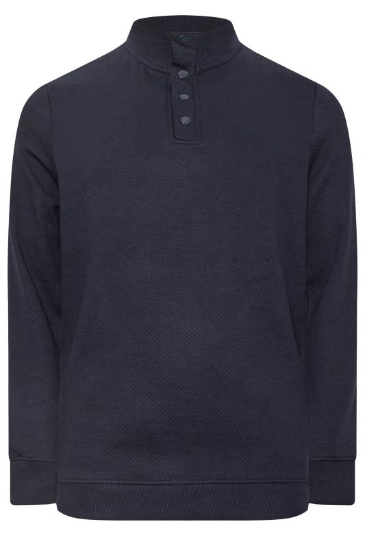 BadRhino Big & Tall Navy Blue Diamond Quilted Button Sweatshirt | BadRhino 3