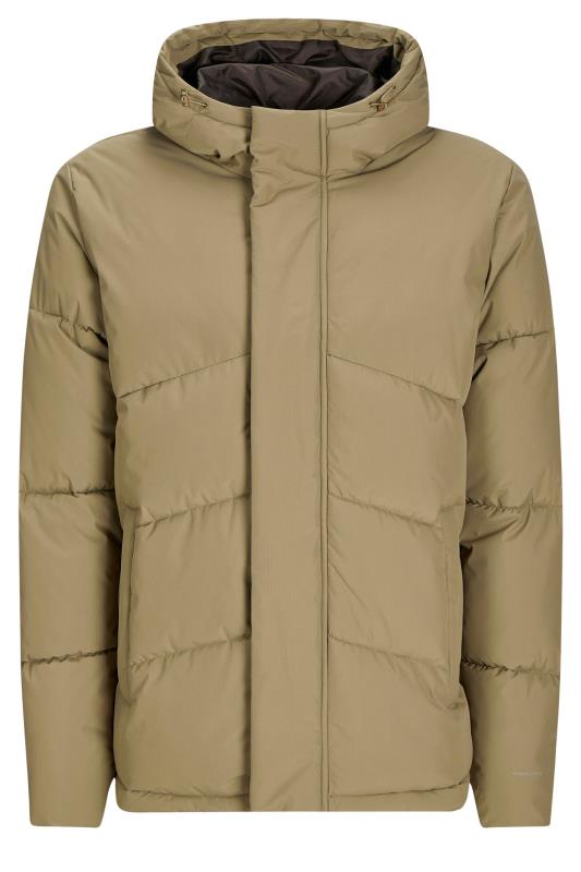 JACK & JONES Big & Tall Beige Brown Hooded Puffer Jacket | BadRhino 2