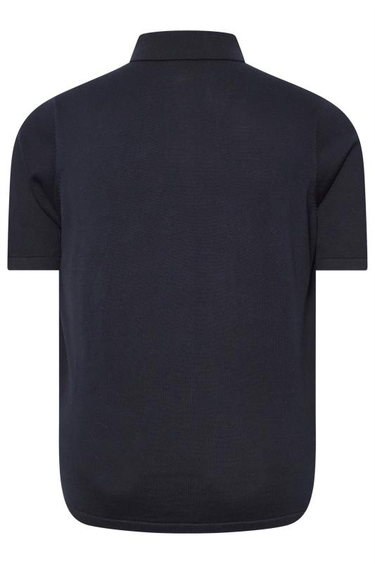 BadRhino Big & Tall Navy Blue Knitted Short Sleeve Polo Shirt | BadRhino 4