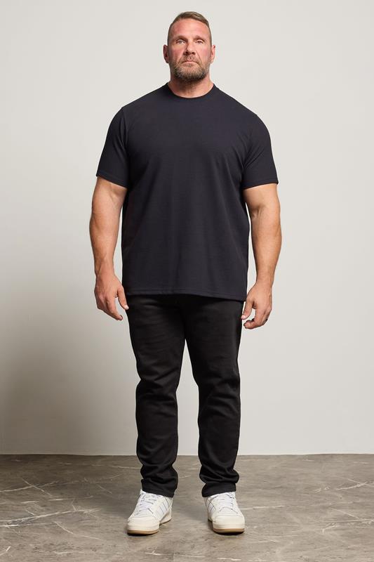 BadRhino Big & Tall Navy Blue Ottoman Textured T-Shirt | BadRhino 2