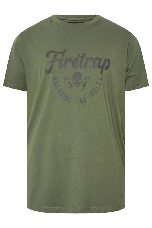 FIRETRAP Big & Tall Khaki Green 'King Skull' T-Shirt | BadRhino 3