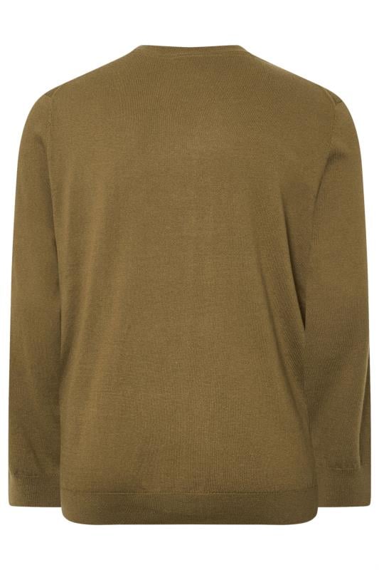 LYLE & SCOTT Big & Tall Brown Cotton Merino Crew Neck Jumper | BadRhino 2