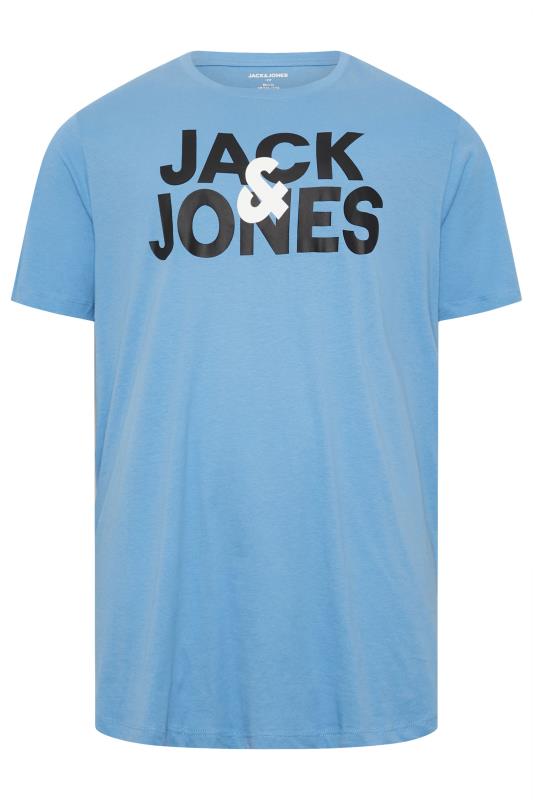 JACK & JONES Big & Tall 5 PACK White & Blue Logo T-Shirts | BadRhino 8