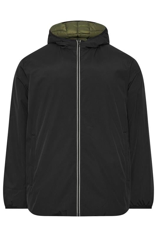 JACK & JONES Big & Tall Black Reversible Puffer Jacket | BadRhino 1