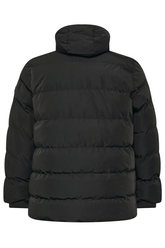 BadRhino Big & Tall Black Hooded Logo Puffer Jacket | BadRhino 6