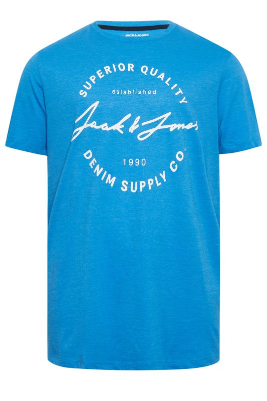 JACK & JONES Big & Tall 3 PACK Blue & Grey Logo Printed T-Shirts | BadRhino  4