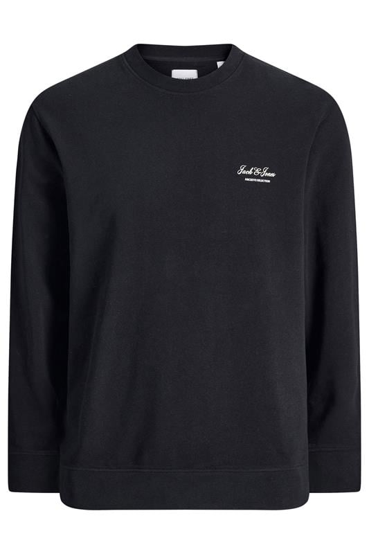 Men's  JACK & JONES Big & Tall Black Printed Crew Neck Sweatshirt