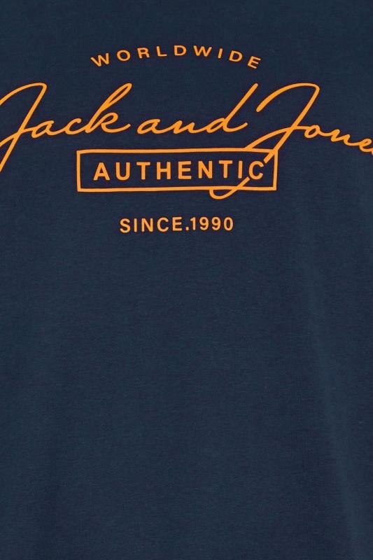 JACK & JONES Big & Tall Navy Blue 'Ferris' Chest Print T-Shirt | BadRhino 2