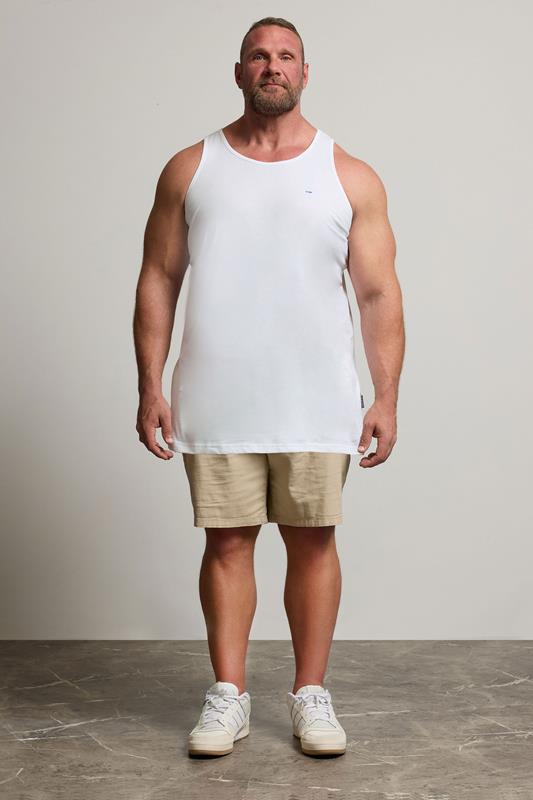 BadRhino Big & Tall White Extra Long Plain Vest Top | BadRhino 1